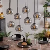 hofstein Suspension - Verre Koyoto Chrome, Clair, Fumé, 8 lumières