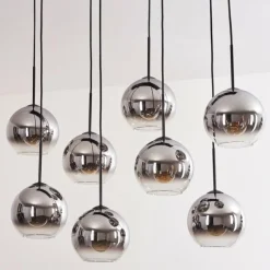 hofstein Suspension - Verre Koyoto Chrome, Clair, Fumé, 8 lumières