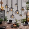 hofstein Suspension - Verre Koyoto Clair, Fumé, 8 lumières