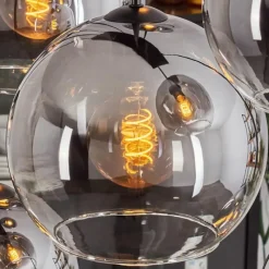 hofstein Suspension - Verre Koyoto Clair, Fumé, 8 lumières