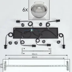 hofstein Suspension - Verre Koyoto Clair, Fumé, 6 lumières
