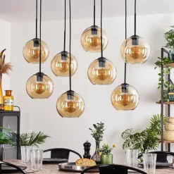 hofstein Suspension - Verre Koyoto Ambre, 8 lumières