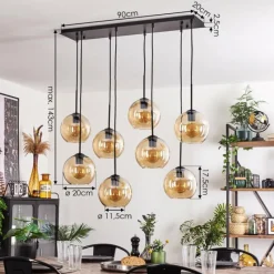 hofstein Suspension - Verre Koyoto Ambre, 8 lumières