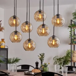 hofstein Suspension - Verre Koyoto Ambre, 8 lumières