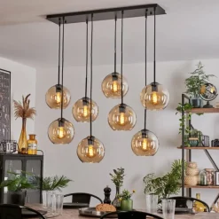 hofstein Suspension - Verre Koyoto Ambre, 8 lumières