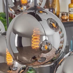 hofstein Suspension - Verre Koyoto Chrome, Fumé, 6 lumières