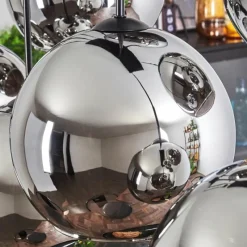 hofstein Suspension - Verre Koyoto Chrome, Fumé, 8 lumières