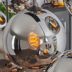 hofstein Suspension - Verre Koyoto Chrome, Fumé, 8 lumières