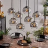 hofstein Suspension - Verre Koyoto Chrome, Clair, Fumé, 8 lumières