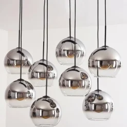 hofstein Suspension - Verre Koyoto Chrome, Clair, Fumé, 8 lumières