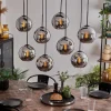 hofstein Suspension - Verre Koyoto Chrome, Fumé, 8 lumières