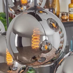 hofstein Suspension - Verre Koyoto Chrome, Fumé, 8 lumières