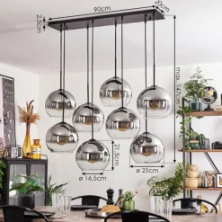 Suspension Verre Fumé-hofstein Suspension - Verre Koyoto Clair, Fumé, 8 lumières