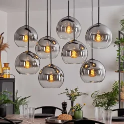 Suspension Verre Fumé-hofstein Suspension - Verre Koyoto Clair, Fumé, 8 lumières