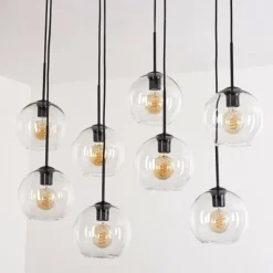 hofstein Suspension - Verre Koyoto Clair, 8 lumières