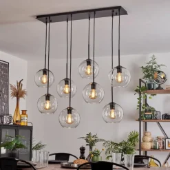 hofstein Suspension - Verre Koyoto Clair, 8 lumières