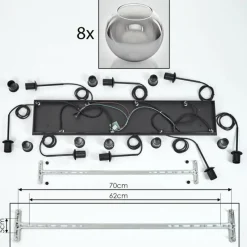 Suspension Verre Fumé-hofstein Suspension - Verre Koyoto Clair, Fumé, 8 lumières