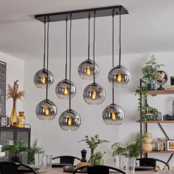 Suspension Verre Fumé-hofstein Suspension - Verre Koyoto Clair, Fumé, 8 lumières