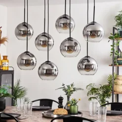 Suspension Verre Fumé-hofstein Suspension - Verre Koyoto Clair, Fumé, 8 lumières