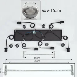 hofstein Suspension - Verre Koyoto Clair, Fumé, 6 lumières