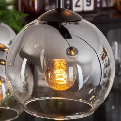 hofstein Suspension - Verre Koyoto Clair, Fumé, 6 lumières