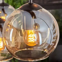 hofstein Suspension - Verre Koyoto Ambre, Clair, 6 lumières