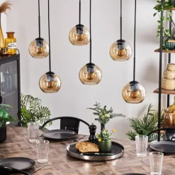 hofstein Suspension - Verre Koyoto Ambre, Clair, 6 lumières