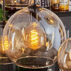 hofstein Suspension - Verre Koyoto Ambre, Clair, 8 lumières