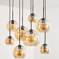 hofstein Suspension - Verre Koyoto Ambre, Clair, 8 lumières