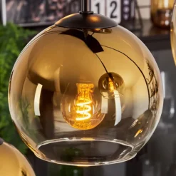 hofstein Suspension - Verre Koyoto Or, Clair, 8 lumières