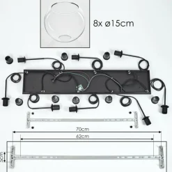 hofstein Suspension - Verre Koyoto Clair, 8 lumières