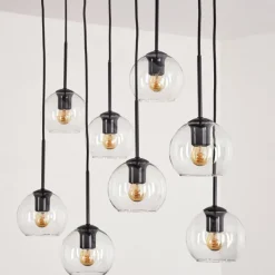 hofstein Suspension - Verre Koyoto Clair, 8 lumières