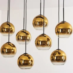 hofstein Suspension - Verre Koyoto Or, Clair, 8 lumières