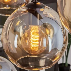 hofstein Suspension - Verre Koyoto Ambre, 6 lumières