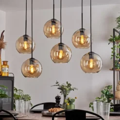 hofstein Suspension - Verre Koyoto Ambre, 6 lumières