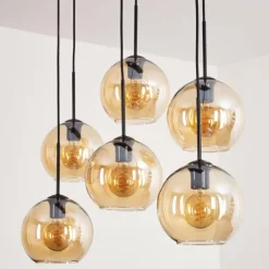 hofstein Suspension - Verre Koyoto Ambre, 6 lumières