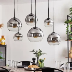 hofstein Suspension - Verre Koyoto Clair, Fumé, 6 lumières