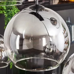 hofstein Suspension - Verre Koyoto Clair, Fumé, 6 lumières