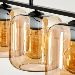 hofstein Suspension - Verre Lauden Ambre, 4 lumières