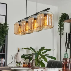 hofstein Suspension - Verre Lauden Ambre, 4 lumières