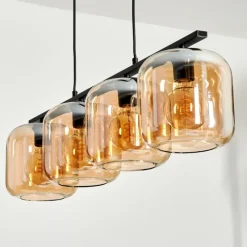 hofstein Suspension - Verre Lauden Ambre, 4 lumières