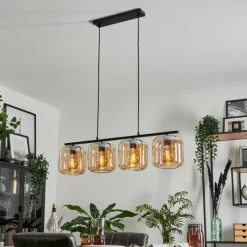hofstein Suspension - Verre Lauden Ambre, 4 lumières