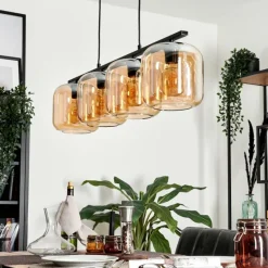hofstein Suspension - Verre Lauden Ambre, 4 lumières