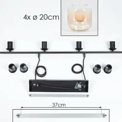 hofstein Suspension - Verre Lauden Ambre, Clair, 4 lumières