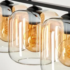 hofstein Suspension - Verre Lauden Ambre, Clair, 4 lumières