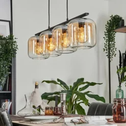 hofstein Suspension - Verre Lauden Ambre, Clair, 4 lumières