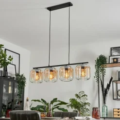 hofstein Suspension - Verre Lauden Ambre, Clair, 4 lumières