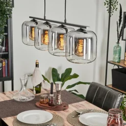 hofstein Suspension - Verre Lauden Clair, Fumé, 4 lumières