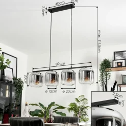 hofstein Suspension - Verre Lauden Clair, Fumé, 4 lumières