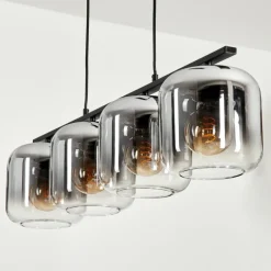 hofstein Suspension - Verre Lauden Clair, Fumé, 4 lumières